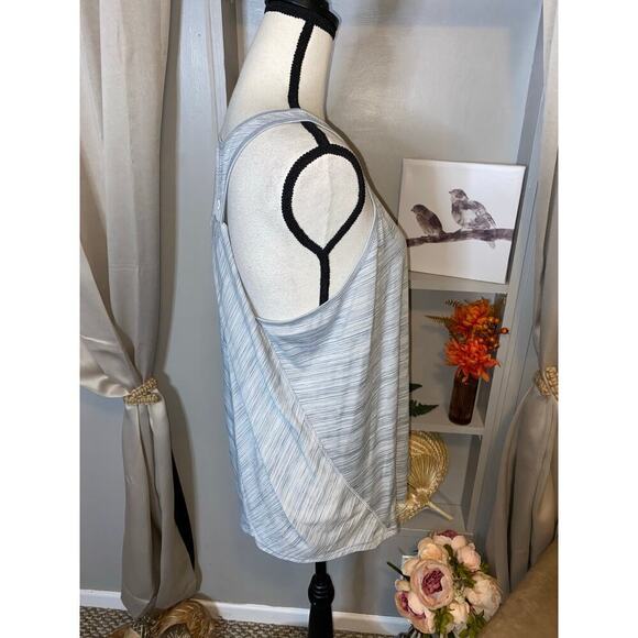 RBX size Large Longer Length Racerback Athletic Gym Gray Workout Top GUC - Picture 5 of 9